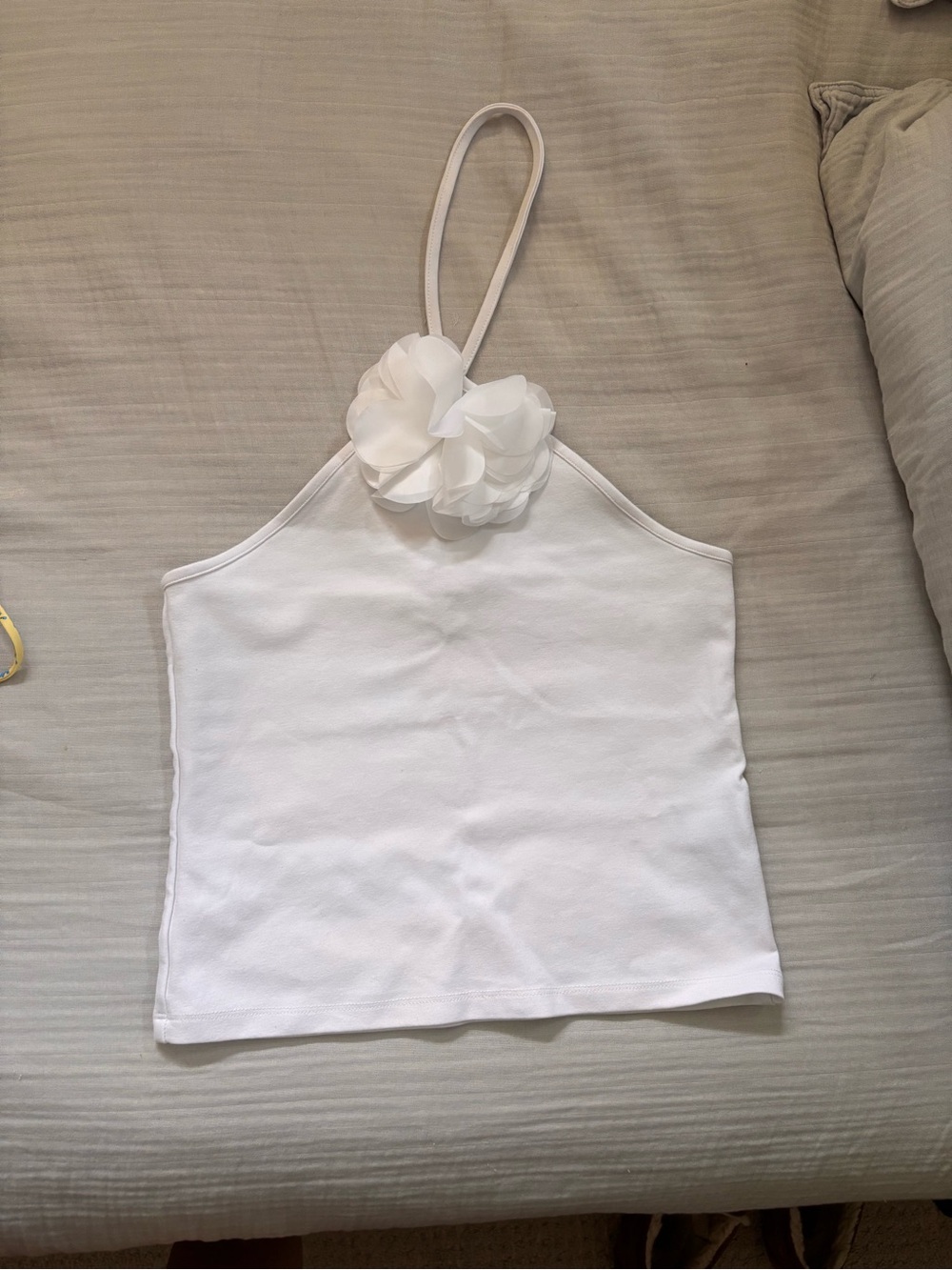 Simons White Halter Camisole with Floral Applique